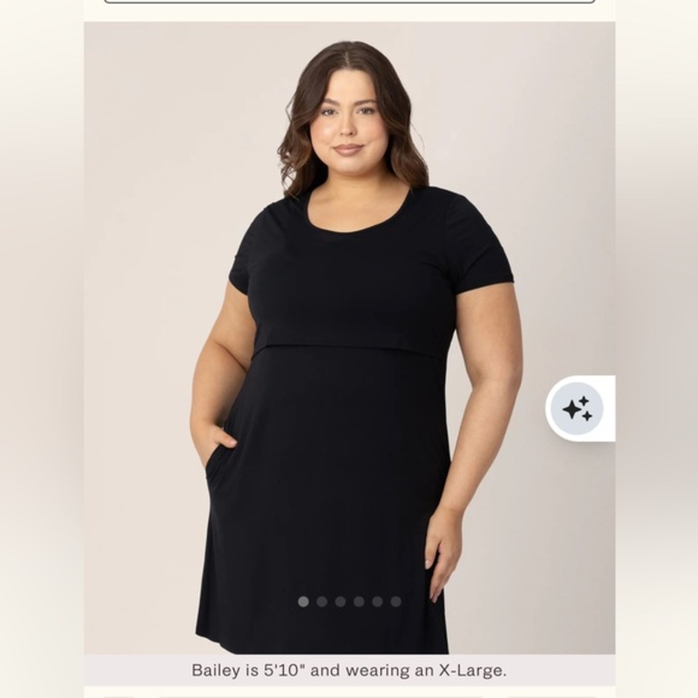 Kindred Bravely Eleanor Bamboo Maternity Nursing Dress Black M